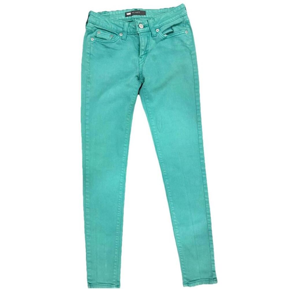 LEVI'S Womens 535 Legging Skinny Jeans US 3 XS W26 L28 Turquoise Cotton AB28